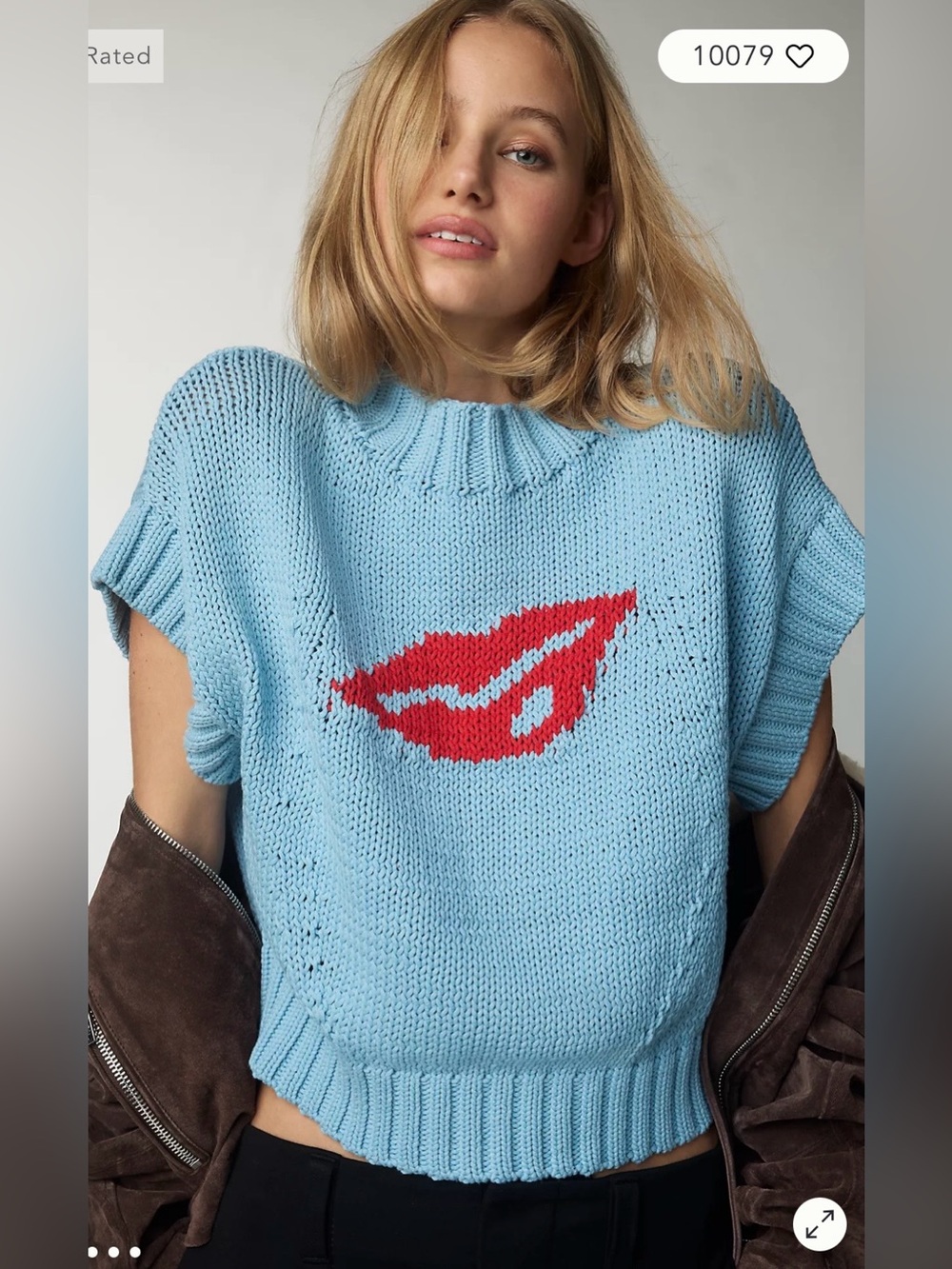 NWOT size Small Anthropologie Maeve Pippa Mock-Neck Sweater Lips